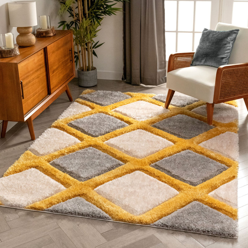 Well Woven San Francisco Shag Yellow/Gray Area Rug & Reviews Wayfair